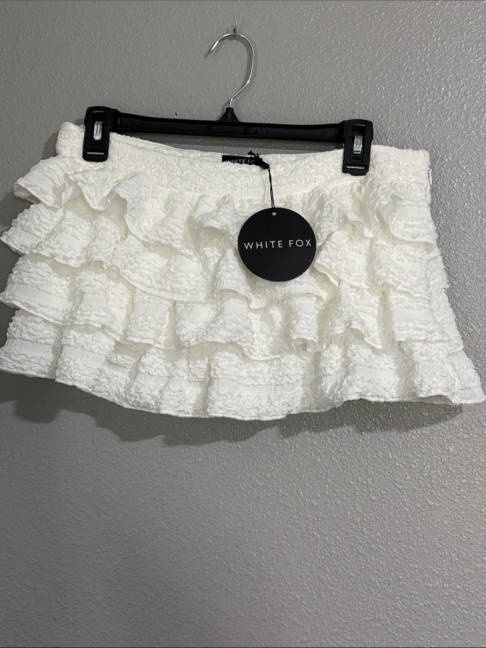 White Fox Boutique Ivory Ruffle Mini Skirt